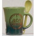 10 Oz. Spooner Mug w/Spoons in Black In & Green Fade Out